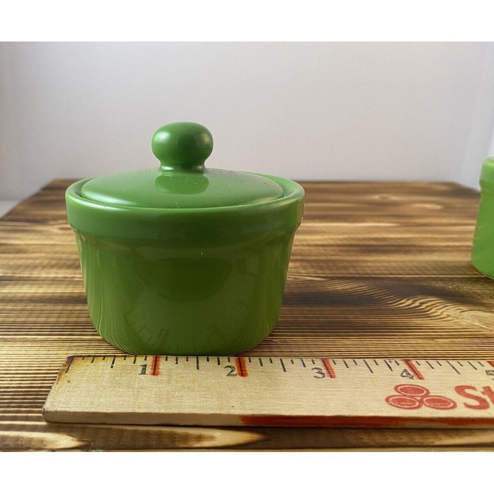 Fitz and Floyd Vintage Kelly Green Sugar and Creamer Set‎ With Lid - Picture 3 of 9